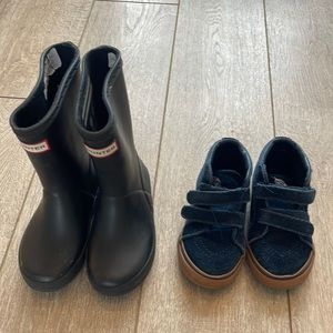 Hunter Boots and Vans.